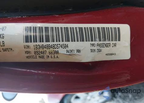 2008 Dodge Caliber Sxt z USA, uszkodzony, nr VIN 1B3HB48B48D574584